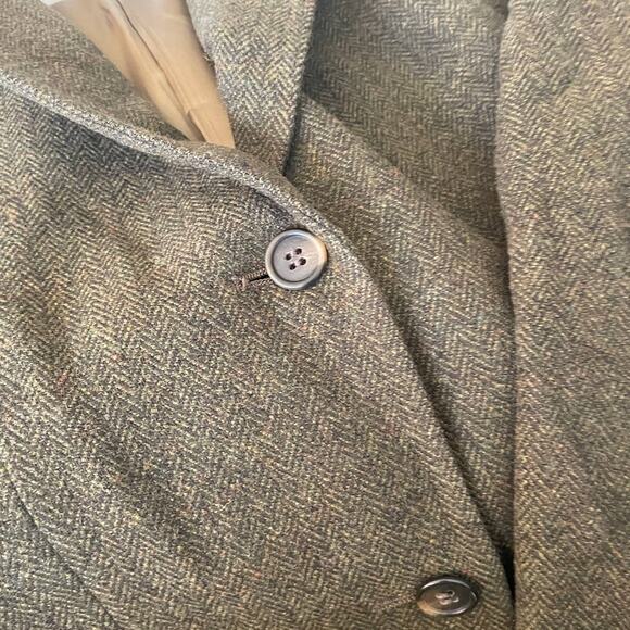 L.L. Bean Olive Green 3 Buttons Herringbone Pattern L/S Blazer Jacket - Size12 - Picture 5 of 7